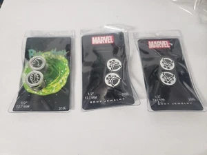 Black Panther & Rick and Morty 12,7 mm Acryl Messgeräte Ohrringe Nieten 316l NEU X3 - Bild 1 von 6