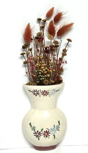 VINTAGE WEIL WARE CALIFORNIA CERAMIC POCKET VASE WALL HANGING WITH DRIED FLOWERS - Picture 1 of 7