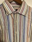 J. Ferrar Mens Shirt Size L 16-16.5 Button Down Multicolor Striped 100% Cotton