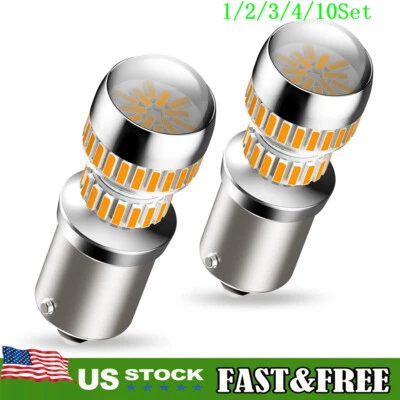 AUXITO 1156 Ámbar LED Parada de Freno Trasero Señales de Giro Bombilla de Respaldo 54H 1~10 Juego Foto 1 de 4
