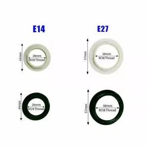 2 x Pantalla de plástico negro/blanco collar anillo hilo lámpara pantalla de luz E27/E14 - Imagen 1 de 15