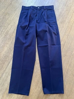 Vintage Cherokee Mens Pleated Cotton Pants Chinos 33 x 30 Navy Blue Khaki - Image 1 of 4