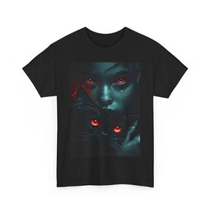 RED EYES ANIME GIRL BLACK CAT TSHIRT SHIRT VAMPIRE WITCH ART STREET WEAR TEE - Picture 1 of 8