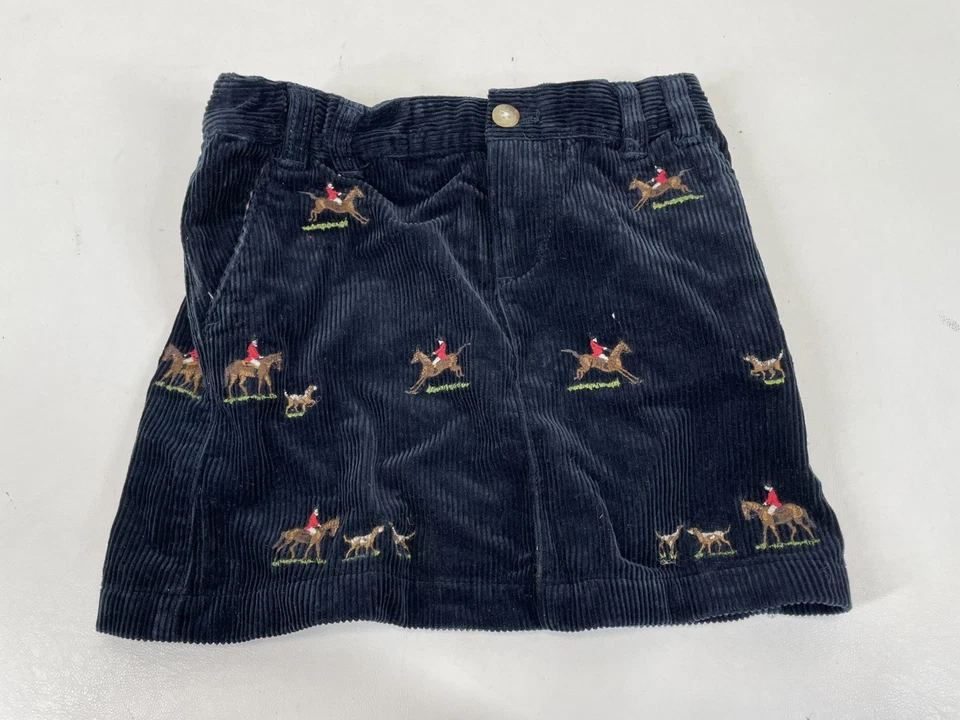 Ralph Lauren Embroidered Corduroy Skirt Girls Size 6 Blue All Over Equestrian - Image 1 of 4