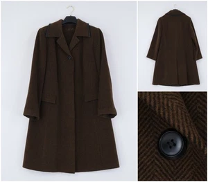 Abrigo Mujer Talla Grande US 12 EU 42 Marrón Espiga Molly Lana Alpaca Abrigo - Imagen 1 de 14