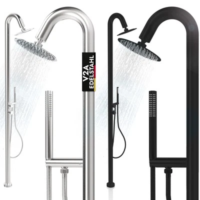 Ausendusche Edelstahl Warmwasser Dusche Outdoor Pool Gartendusche 2 Anschlüsse - Bild 1 von 4