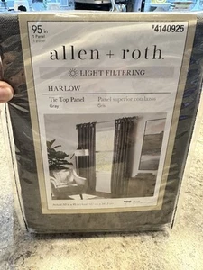 Allen + Roth 50” x 95" Harlow Light FilteringTie Top Panel Gray 4140925 Elegant - Picture 1 of 5