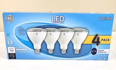 GE 10w (65W) LED BR30 Dimmable Long Life Low Energy Bulb 4pack Indoor Floodlight - Image 1 of 4