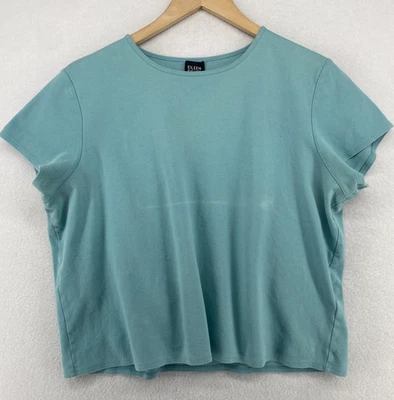 Top EILEEN FISHER XL Algodón Entrelazado Jersey Recortado Manga Corta Verde Foto 1 de 4