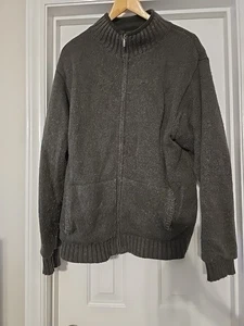 Vintage LL Bean Lambswool  Grern/Gray Cardigan Sweater Men L - Picture 1 of 3