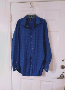 Taylor Bird Men's Size 3XLT Blue Plaid Button Down Long Sleeve Shirt 100% Cotton - Picture 1 of 7
