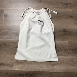 Gretchen Scott maglia avorio cravatta spalle nappe senza maniche reggicalze top nuovo con etichette S - Foto 1 di 7