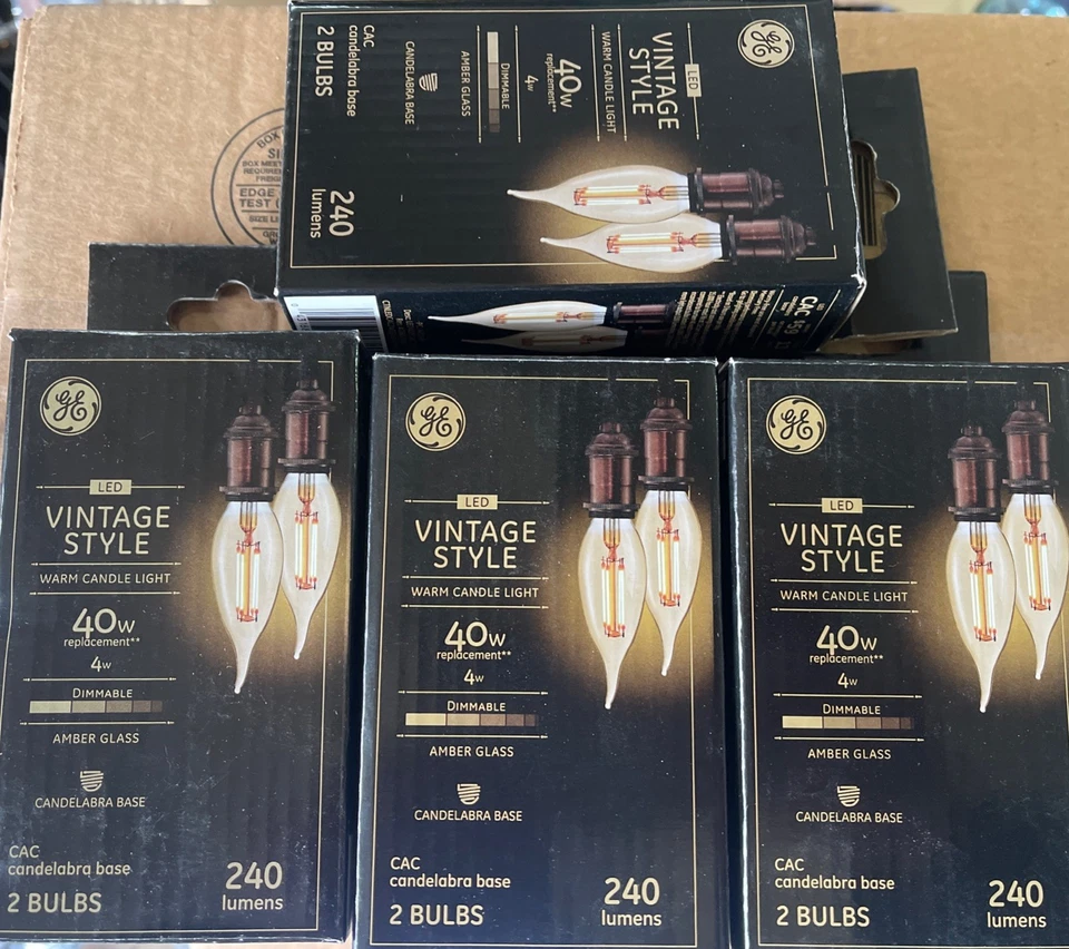 GE Vintage Style LED 4w Light Bulbs Amber Glass 40w 240L Medium Base 8 Bulbs - Image 1 of 1