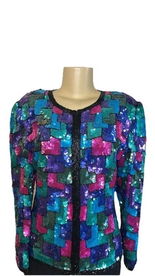 Chaqueta de lentejuelas vintage años 80 Stenay color block Foto 1 de 4