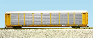 USA Trains R17185 MILWAUKEE ROAD BI-LEVEL AUTO PORTADOR AMARILLO - NUEVO, escala G - Imagen 1 de 7