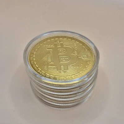 5 Stück BITCOIN Münze Gold | 3mm Dicke BTC Kryptomünzen | inkl. Münzkapseln - Bild 1 von 4