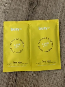 2x Busy Co Face Wipes Brighten, Hydrate & Firm Dull Skin Sealed Packets - Picture 1 of 2
