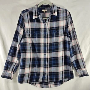 Camisa de franela Northcrest para mujer M negra rosa a cuadros con botones suave manga larga - Imagen 1 de 11