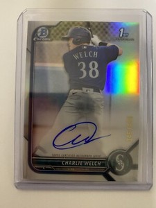 2022 Bowman Chrome Charlie Welch 1st Bowman Chrome Auto 2 Cards. Base And /499