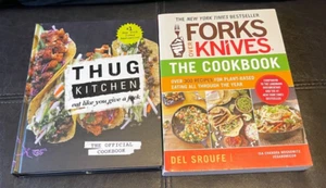 EUC Vegan Plant-Based Cookbooks Lot Of 2 Thug Kitchen Forks Over Knives HC & SC - Picture 1 of 8