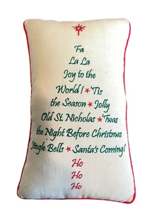 Christmas Throw Pillow Decor Embroidered Holiday Song Names Fa La La Jingle Bell - Picture 1 of 5