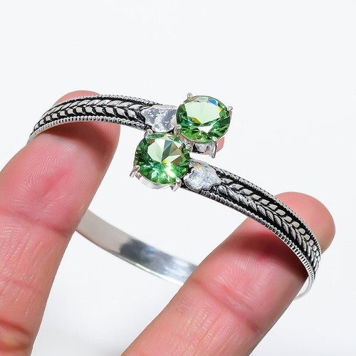 VALENTINO Bracciale Bracciale Bracciale Argento Sterling 925 Pietra Preziosa Ametista Verde Fatto a Mano