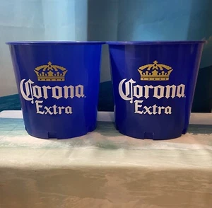 2 NUEVOS CUBOS DE PLÁSTICO CORONA EXTRA CERVEZA Azul Real Seis Botellas Latas Fiesta de Hielo - Imagen 1 de 3