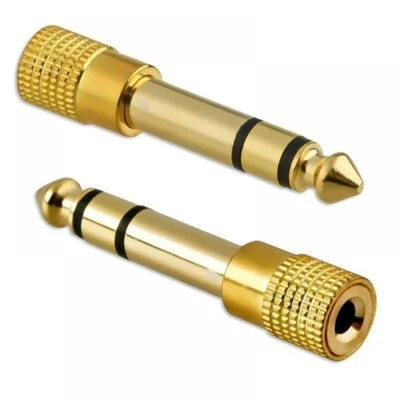 2x 6.3mm Male Plug to 3.5mm Female Jack Stereo Headphone Audio Adapter Connector - Image 1 of 4