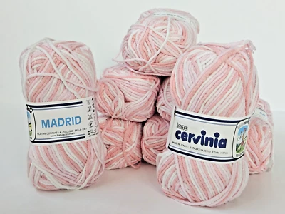 Lane Cervinia Madrid worsted yarn, pink/white #2011; 50g/114yd ea DISCO lot of 8 - Image 1 of 3