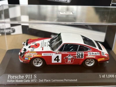 PORSCHE 911 S 1972 RALLY MONTE CARLO 2nd PLACE 1/43 CAR MODEL BY MINICHAMPS 1008 - Image 1 of 4