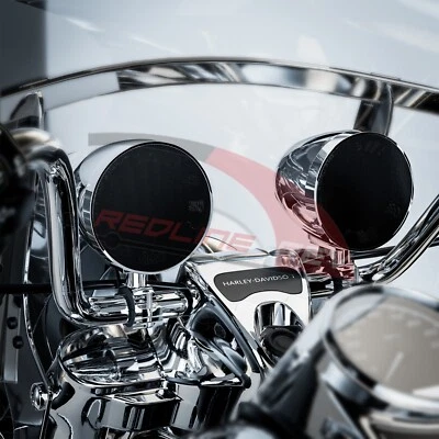 Waterproof Bluetooth Motorcycle ATV Stereo 2 Speakers Audio Music System Chrome - Image 1 of 4