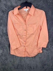 Coral Bay Peach Short Sleeve Button Down Cotton Shirt Size 1X NEW - Picture 1 of 11