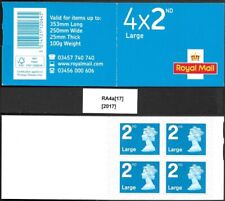 GB 2017 4 x 2nd Class Large. Security Machins, Barcode Booklet. S.G. RA4a[17]
