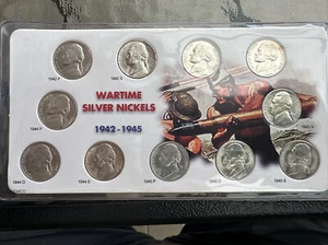 US 1942 (P;S)1943 (P;D;S) 1944 ((P;D;S)1945 (P;D;S) KRIEG Nickel-Set BU-SKU # 24280 - Bild 1 von 17
