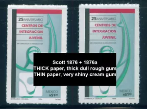 MEXICO 1994 YOUTH center Scott cat. 1876, 1876a Very thick & very thin ppr., MNH - Picture 1 of 1