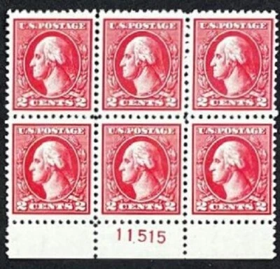 us stamps SC# 527 2 cent Washington plate block of 6, MNH - Image 1 of 2
