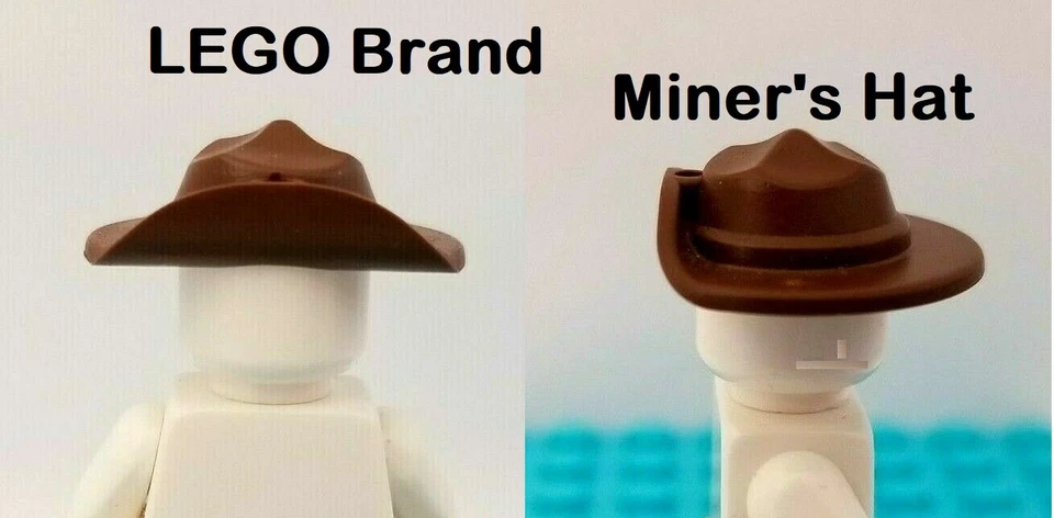 Lego minifigura chapéu mineiro dourado aba curvada mosqueteiro cowboy marrom boné velho oeste - Imagem 1 de 1