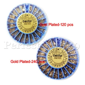 HOT Dental Screw Posts 24K Gold Plated Conical Pin Kits Refills Tapered Alloy ND - Picture 1 of 14