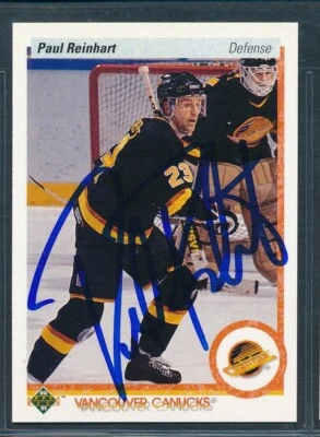 Autographed 1990-91 Upper Deck Set Break #110: PAUL REINHART Signed On Card Auto - Image 1 of 2