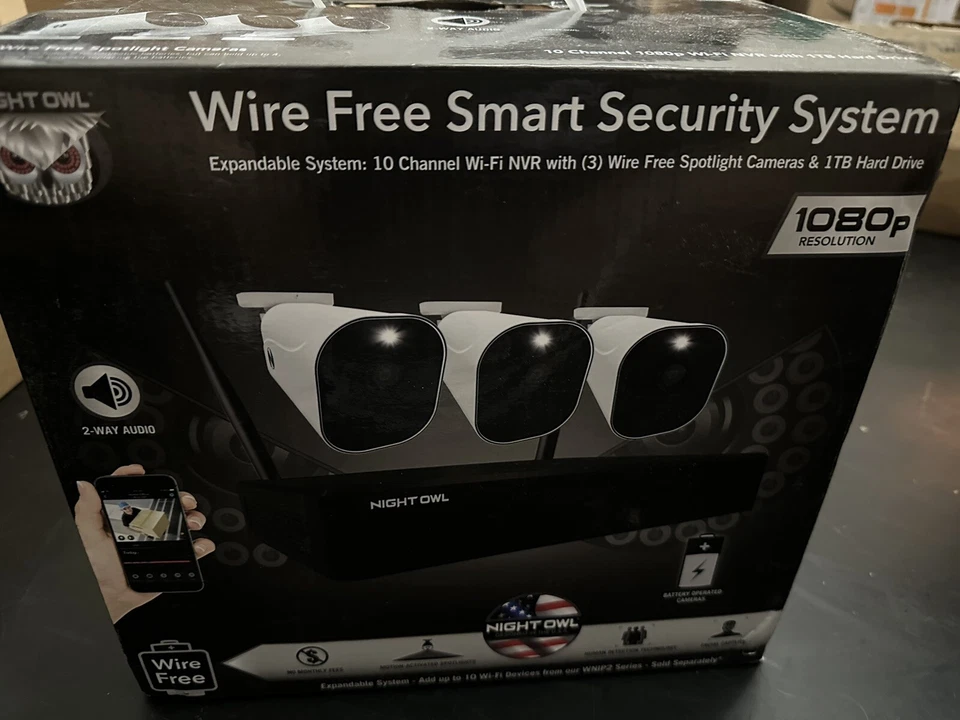 New Night Owl Security Camera System,  3 Wire Free 1080p HD with 1TB Hard Drive  - Image 1 of 1