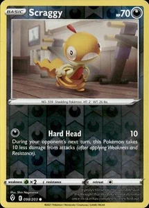 Pokemon Scraggy 098/203 Reverse Holo SWSH07: Evolving Skies LP - Imagen 1 de 1