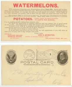1904 San Antonio Texas Van A Webster WATERMELONS - Railroad Car Lots Only - Picture 1 of 1