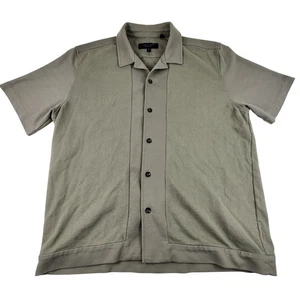Rag & Bone Shirt Mens Large Green Short Sleeve Button Up Waffle Knit Shirt - Picture 1 of 8