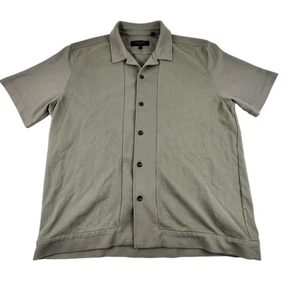 Rag & Bone Shirt Mens Large Green Short Sleeve Button Up Waffle Knit Shirt - Image 1 of 4