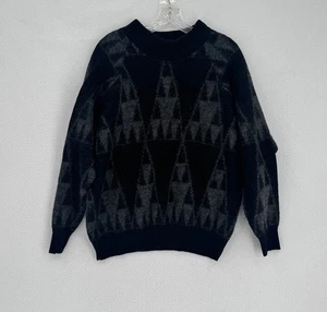 Verri Uomo Herren Schwarz Wolle Mohair Rundhals Dolman Ärmel Pullover Gr. 50 US M/L - Bild 1 von 5