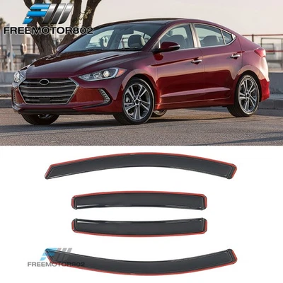 Se adapta a Hyundai Elantra 17-20 4 piezas viseras de ventana en canal acrílico pantalla de ventilación de lluvia Foto 1 de 4