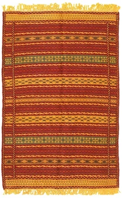 Vintage Hand Woven Traditional Kilim Rug 3'2" x 4'11" Oriental Wool Carpet - Image 1 of 4