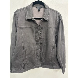 Eileen Fisher schwarze Denim Stretch Jacke Bio Baumwolle Damen Small Petite - Bild 1 von 9