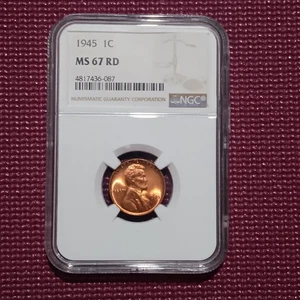 1945 1C NGC MS67RD - Lincoln Cent (Wheat Reverse) - Picture 1 of 3