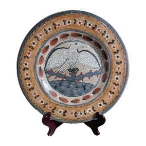 Mid Century Tonala Mexiko Volkskunst Keramik dekorativer Wandbehang Teller 12,5" - Bild 1 von 10